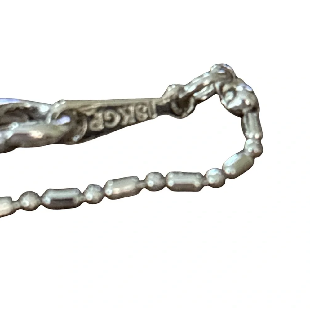 18 KT GP White Lucien Bear Necklace Pendant w/ Necklace Chain Swarovski Crystals - Picture 7 of 7